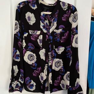 J.Crew Size 14 Silk Blend Button Down Moody Floral Blouse.